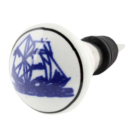 Blue Yatch Ceramic Floral Wine Bottle Stopper